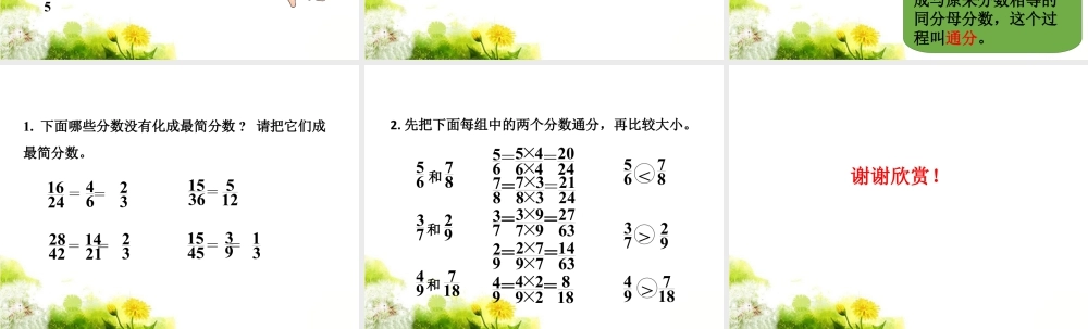 《约分和通分》课件2-浙教版小学数学五年级下册.ppt