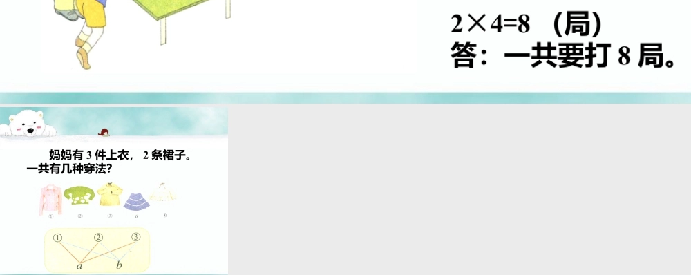 浙教版小学数学二年级上册-一共要打几局_搭配.ppt