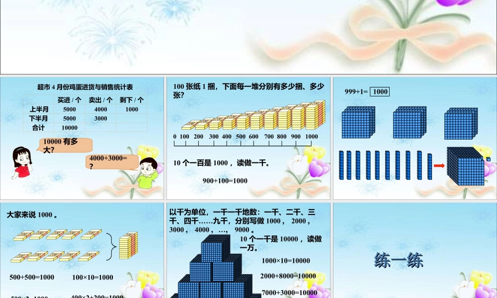 浙教版小学数学二年级下册-《1000与10000》课件１.ppt