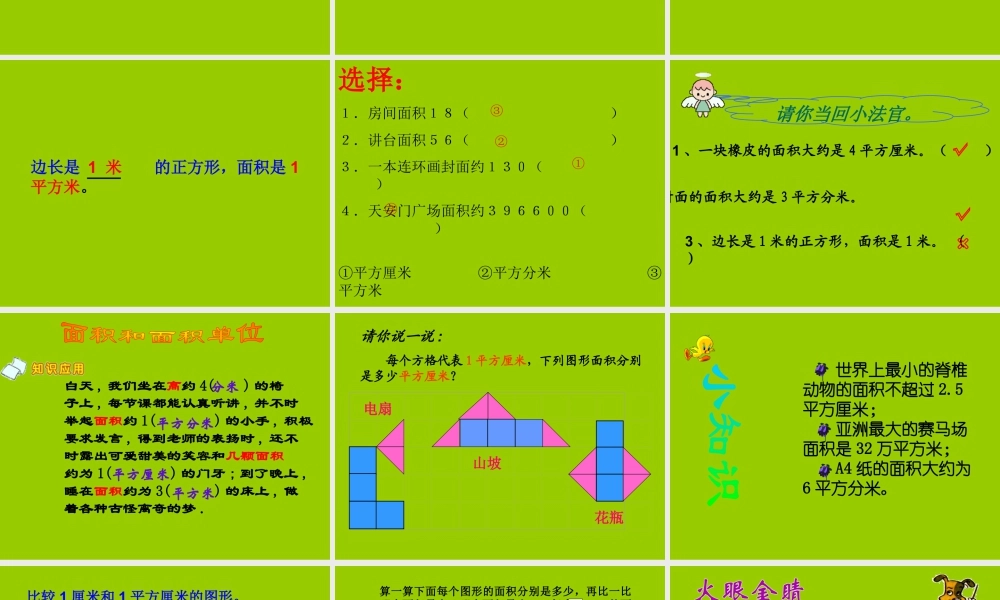 浙教版小学数学三年级上册-《面积单位》课件.ppt