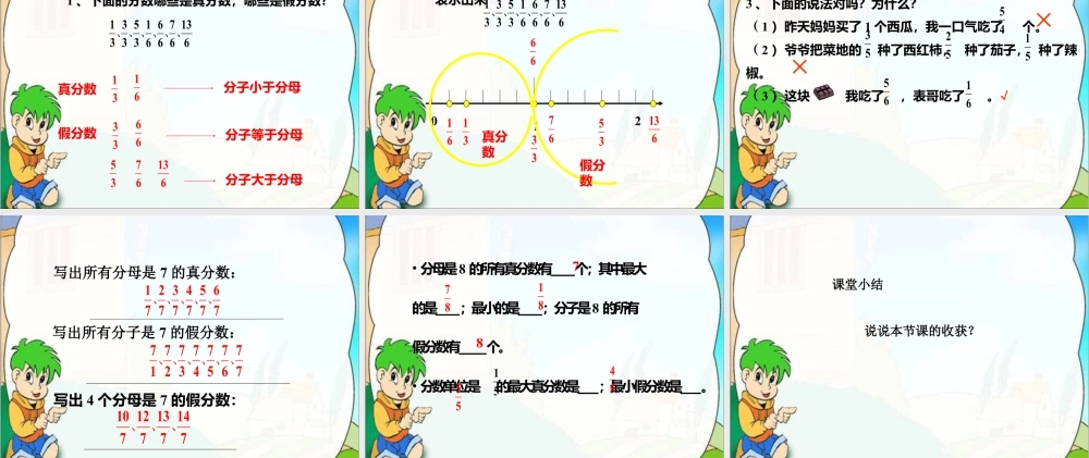 浙教版小学数学四年级下册-《真分数与假分数》课件2.ppt