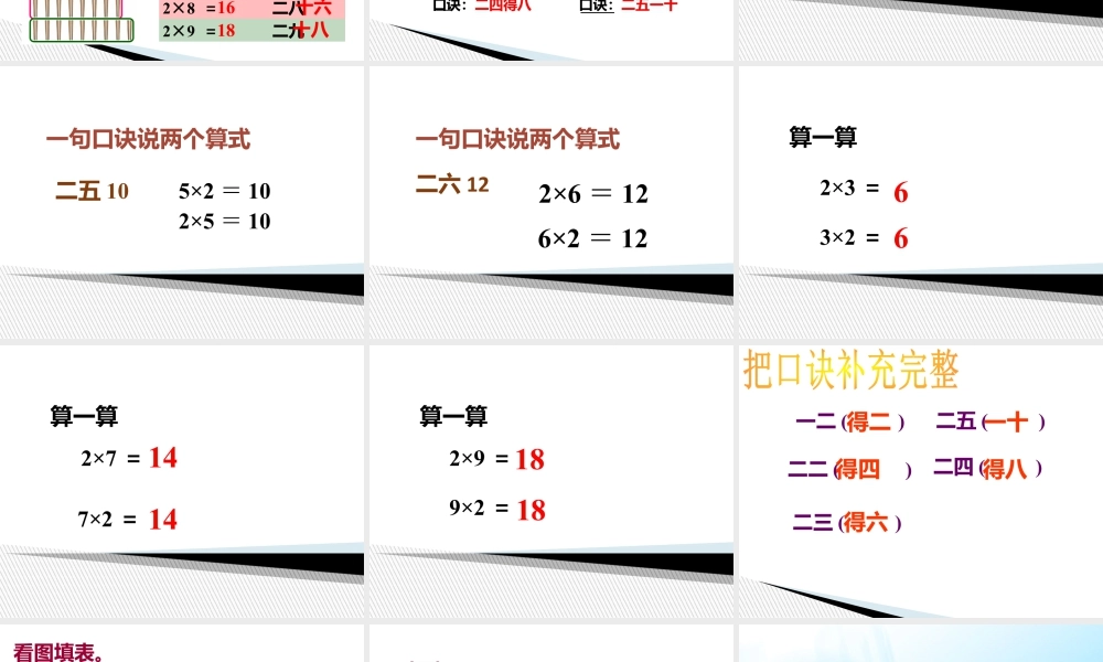 浙教版小学数学一年级下册-《2的乘法口诀》课件2.ppt