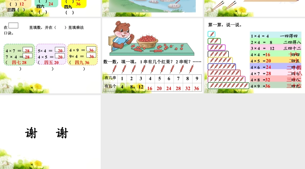 浙教版小学数学一年级下册-《4的乘法口诀》课件2.ppt