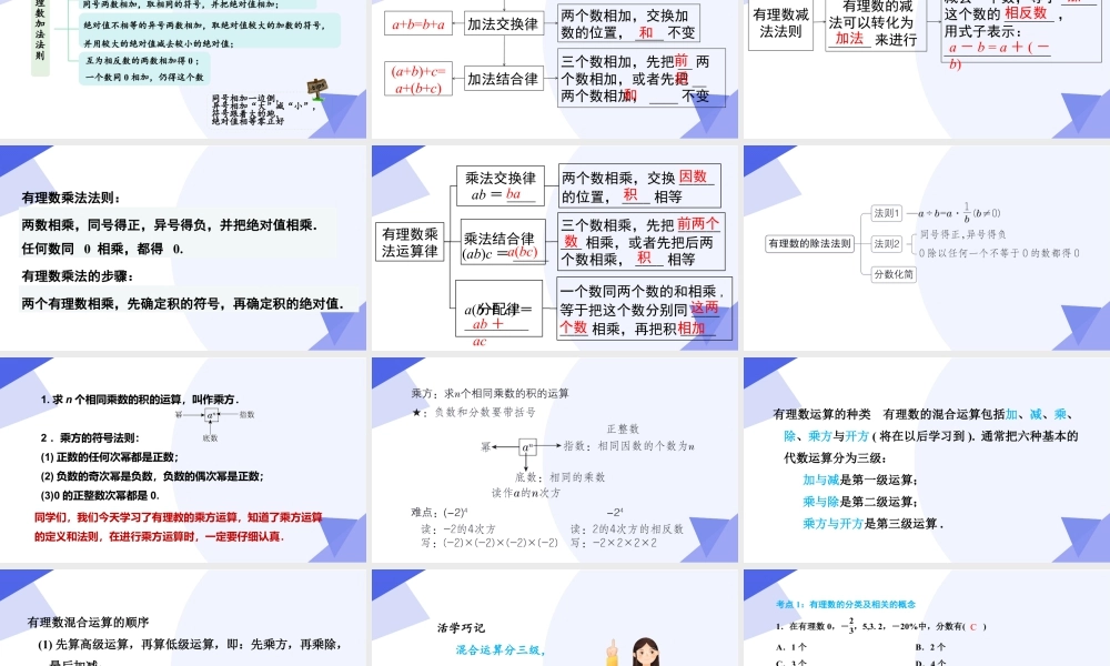 2026年沪教版六年级上册-期末专项复习-专题01  有理数（考点串讲，5个常考点+12种重难点题型+5个易错+押题预测）.pptx