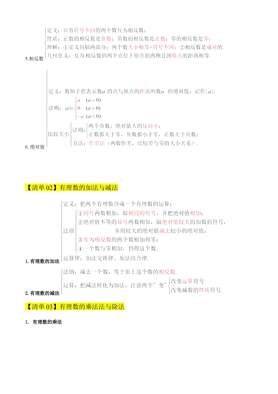 2026年沪教版六年级上册-期末专项复习-专题01 有理数（考点清单，5个考点清单+6种题型解读）学生版.docx_第2页