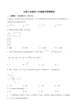 2024年北京理工大学附属实验学校中考零模数学试题（含答案解析）.docx