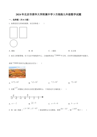 北京市清华大学附属中学九年级下学期月考数学考试试题（含答案解析）.docx