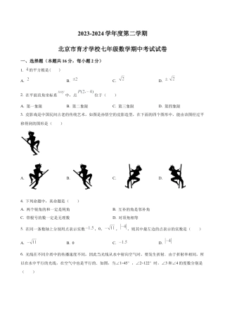 北京育才学校七年级下学期期中数学试题（含答案解析）.docx
