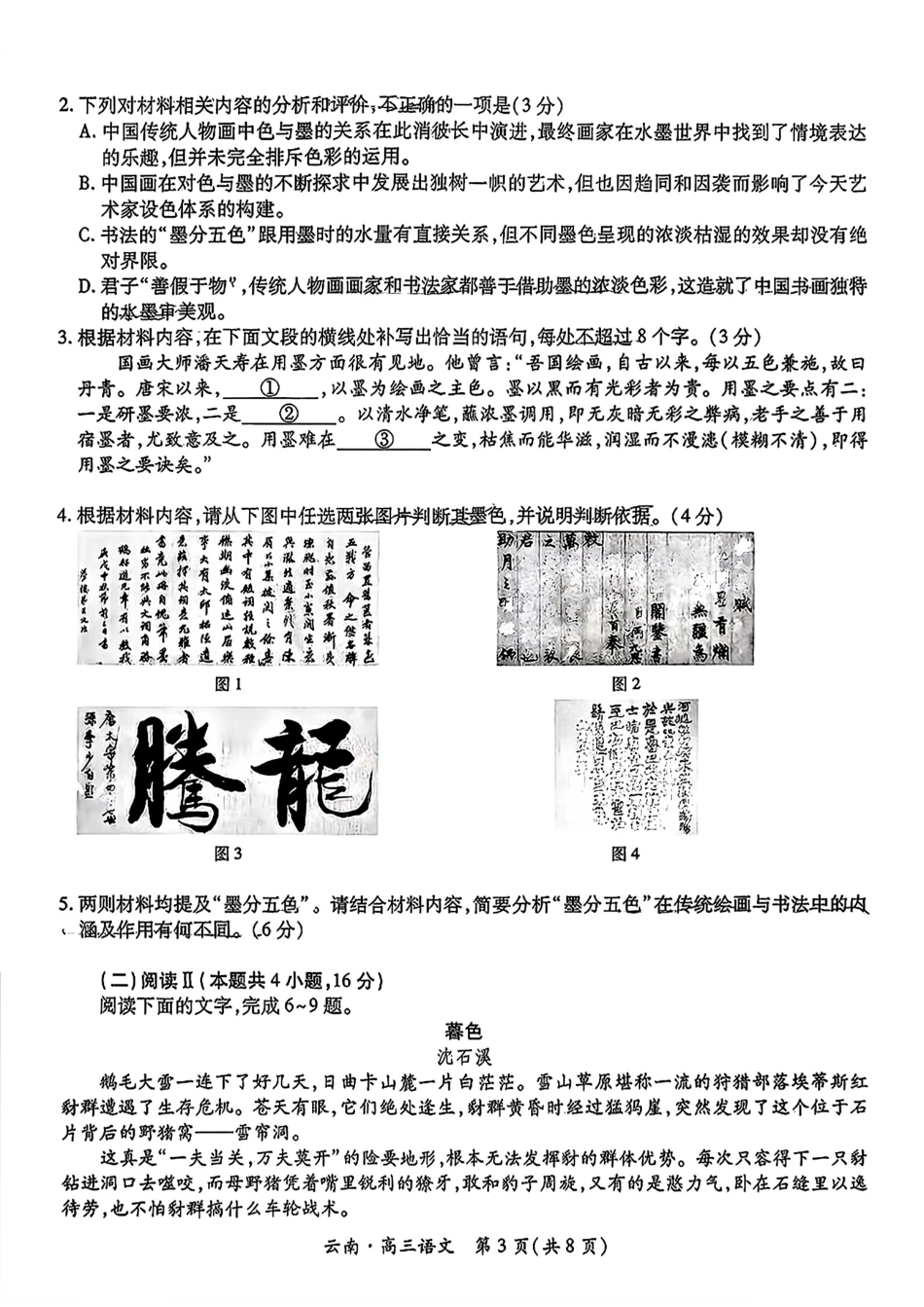 云南民族大学附属高级中学2026届高三联考卷（二）语文试卷.pdf_第3页