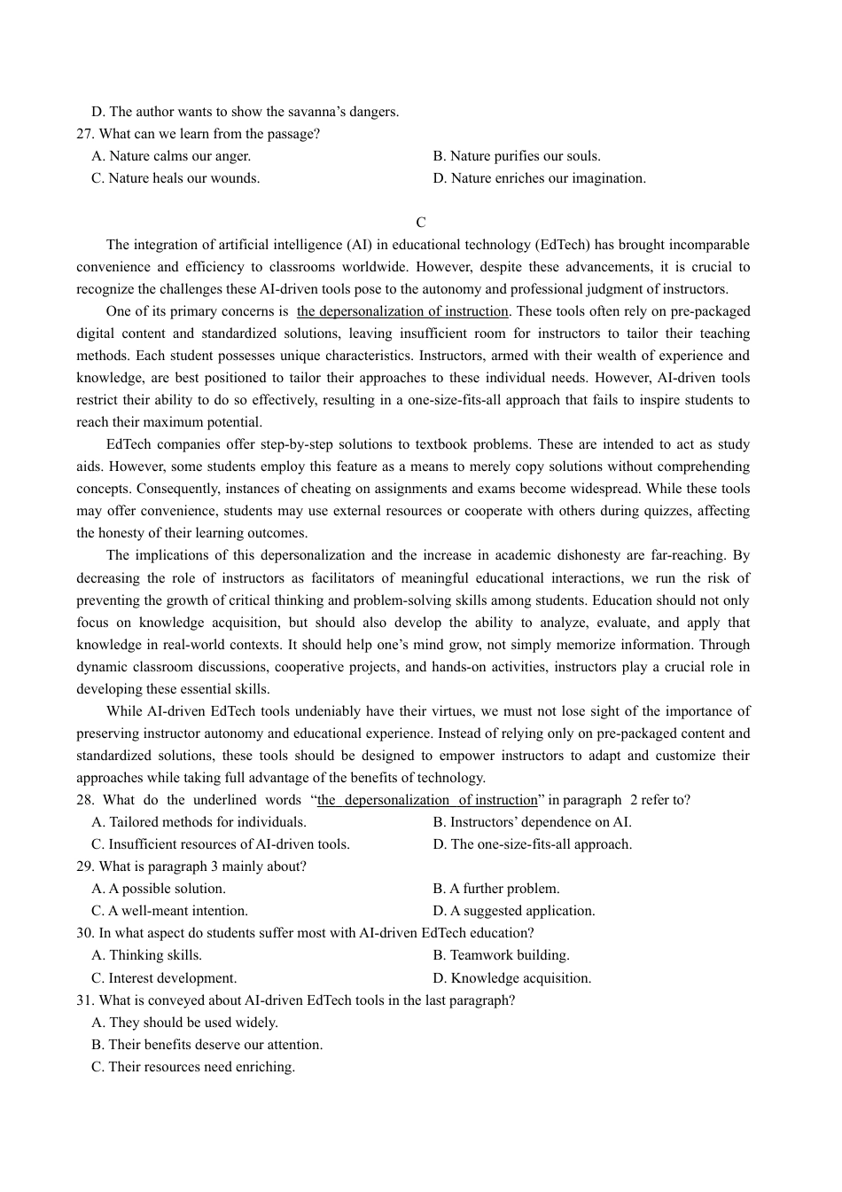 广东省执信中学、汕头市金山中学、深圳外国语学校2026届高三上学期联合调研考试 英语 Word版含答案.docx_第3页