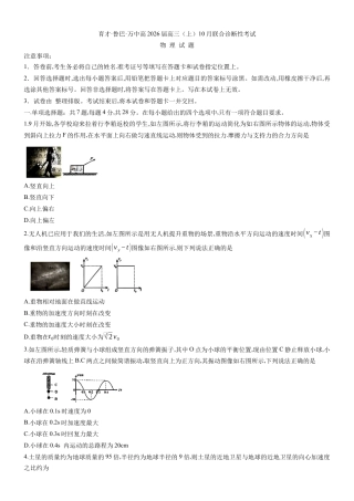 重庆育才中学、鲁能巴蜀中学、万州高级中学高2026届高三10月联合考试物理试题（含答案）.docx