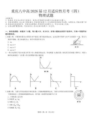 重庆市第八中学校2025-2026学年高三上学期12月月考物理试题（含答案）.docx