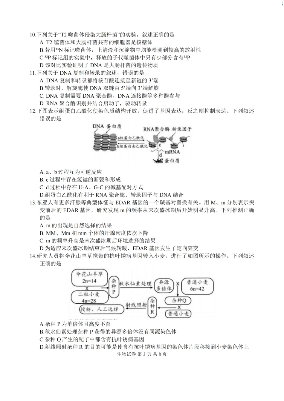 江苏省扬州市2025-2026学年高三上学期11月期中考试生物试题（含答案）.pdf_第3页