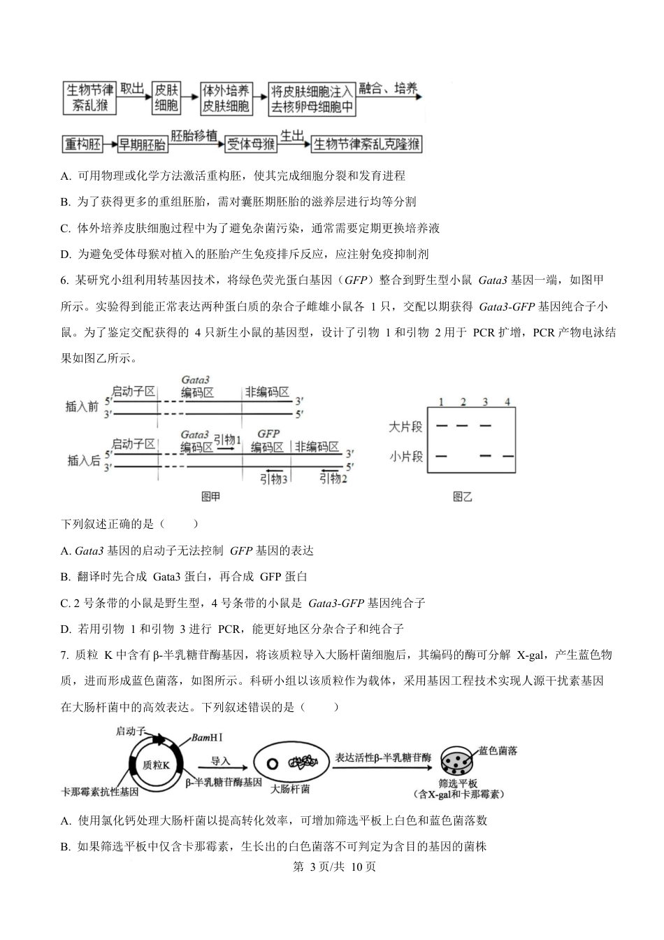 陕西省咸阳市实验中学2026届高三上学期第二次质量检测+生物试卷（含答案解析）.docx_第3页