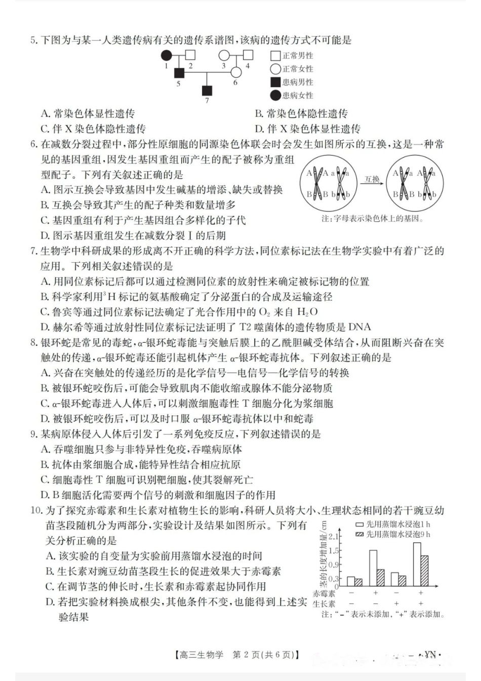 金太阳百万联考·云南省2026届高三11月考试(11.27)[YN]生物试题（含答案）.pdf_第2页