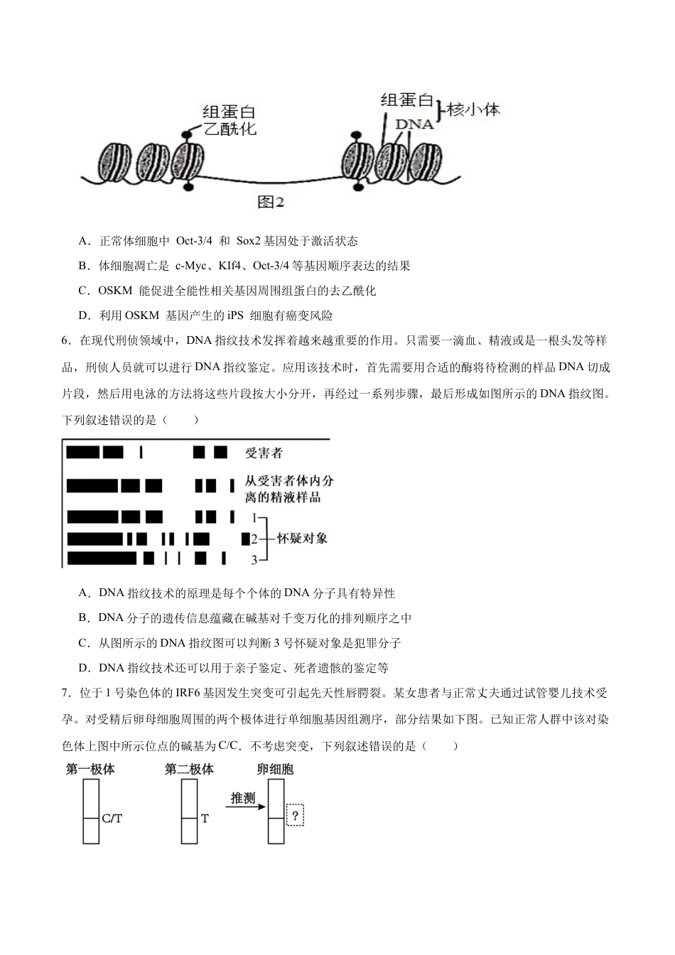 福建省泉州第一中学2026届高三上学期10月第二次月考生物试卷（含答案）.docx_第3页