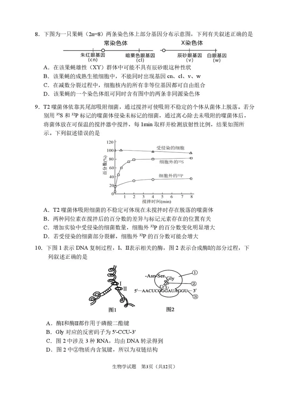 2026届哈尔滨第三中学高三上学期期中考试生物（含答案）.pdf_第3页