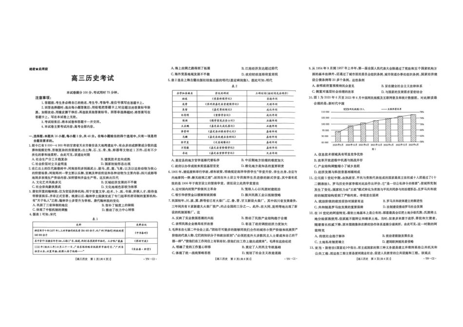 金太阳百万联考·云南省2026届高三11月考试(11.27)[YN]历史试题（含答案）.pdf_第1页
