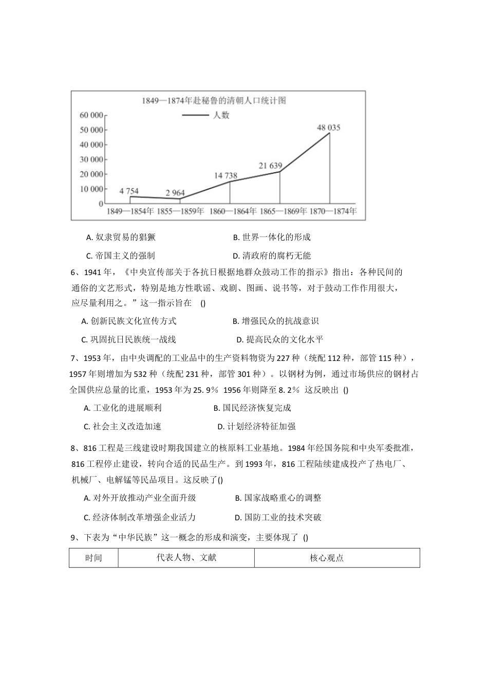 福建省漳州市第三中学2025-2026学年高三上学期12月月考历史试题（含答案）.docx_第2页