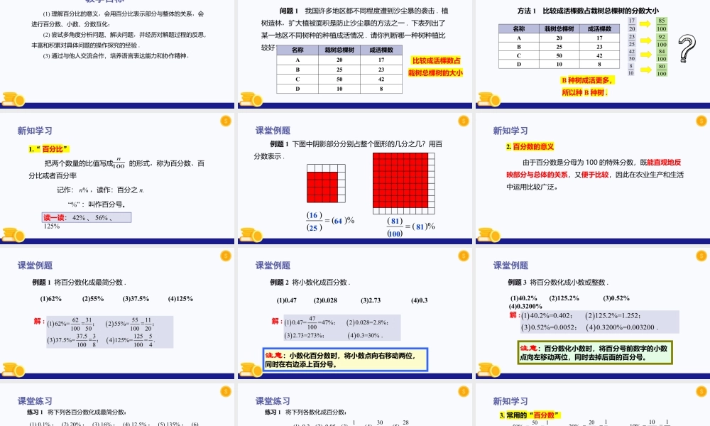 数学六年级上册-课时教案-3.4 百分比的意义（教学课件）-（沪教版）.pptx