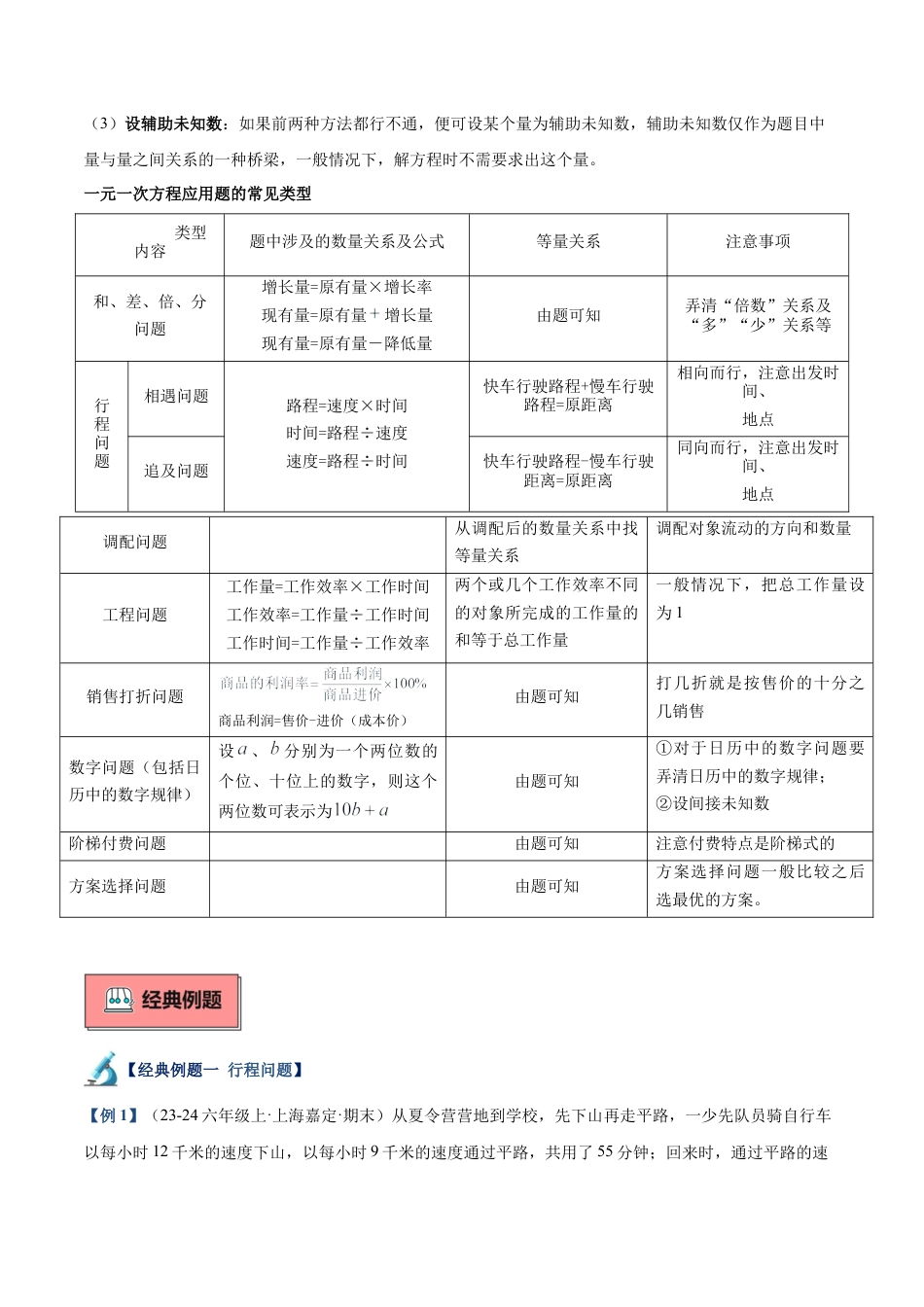 数学六年级上册-专题03 用一元一次方程解决问题重难点题型专训（16大题型+15道拓展培优）-  （沪教版2024）（学生版）.docx_第2页
