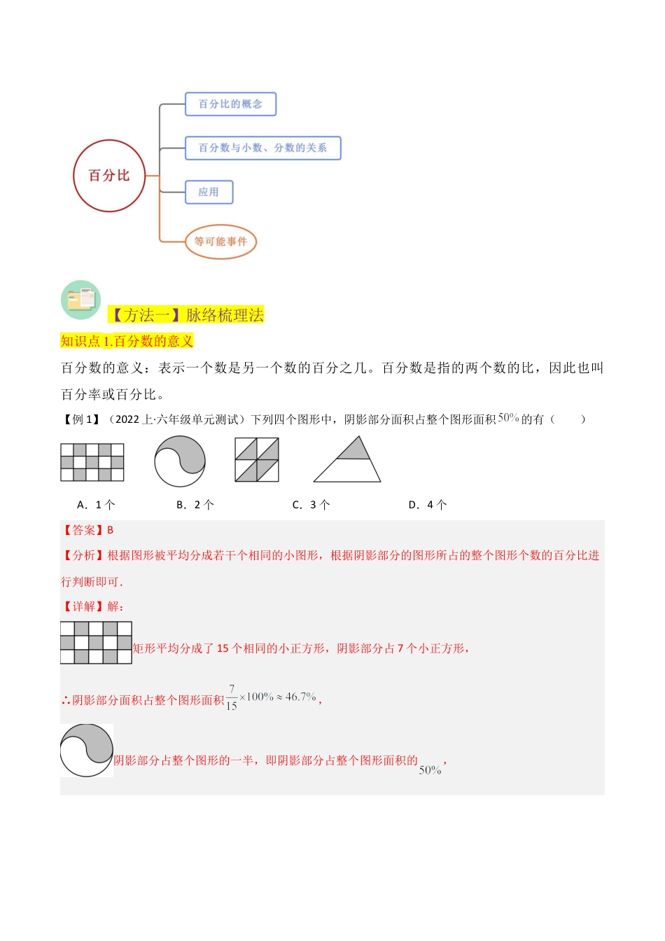 数学六年级上册-专题14 百分比的意义与等可能事件（7个知识点4种方法练+培优创新练）（教师版）.docx_第2页