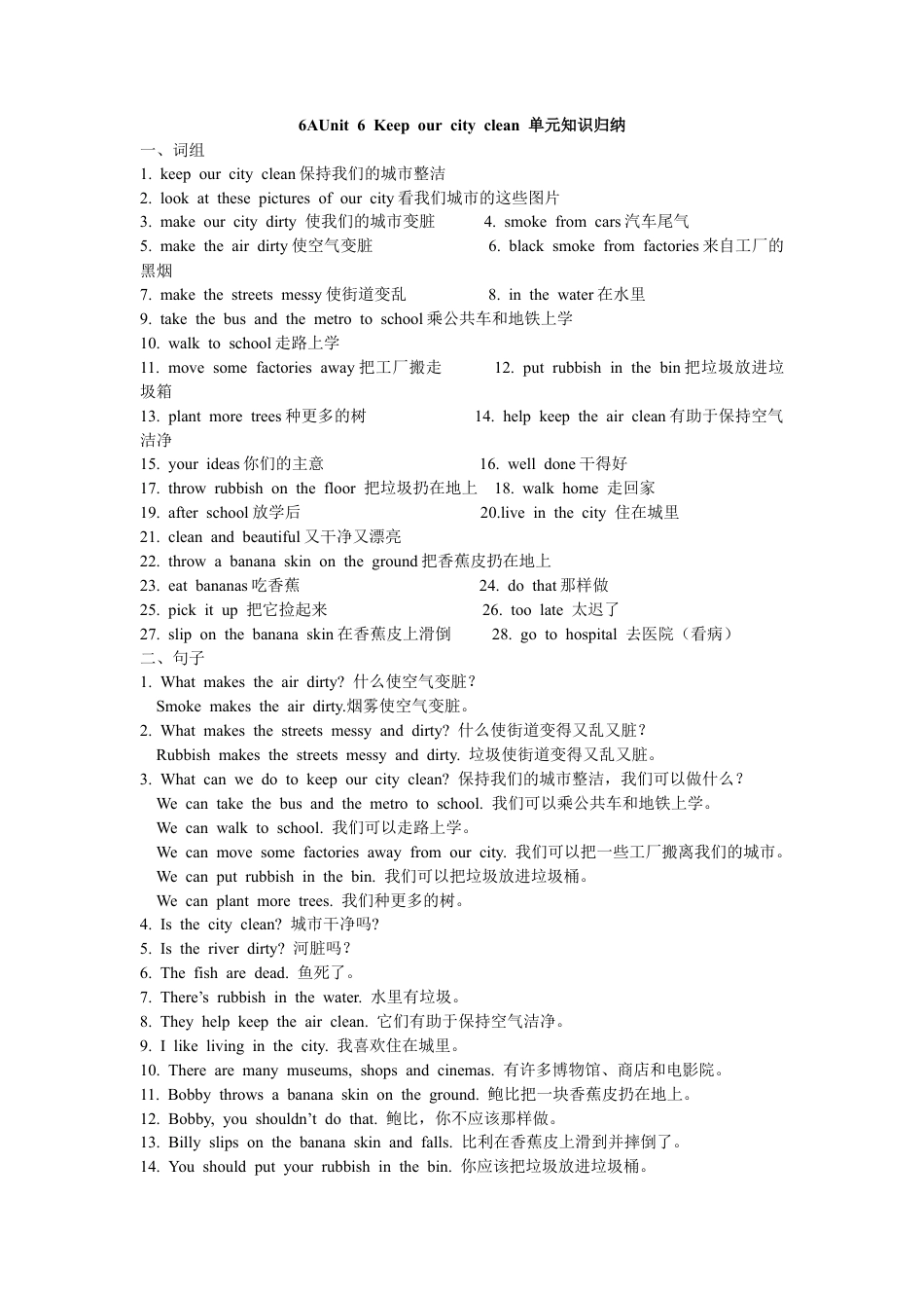 译林版六上 Unit6 单元知识归纳.doc_第1页