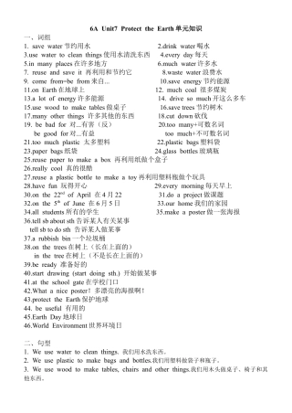 译林版六上 Unit7 单元知识归纳.doc