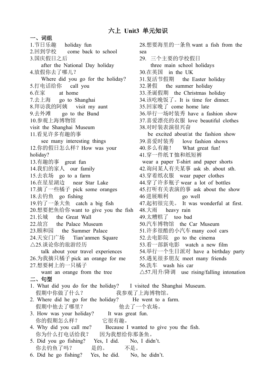 译林版六上 Unit3 单元知识.doc_第1页