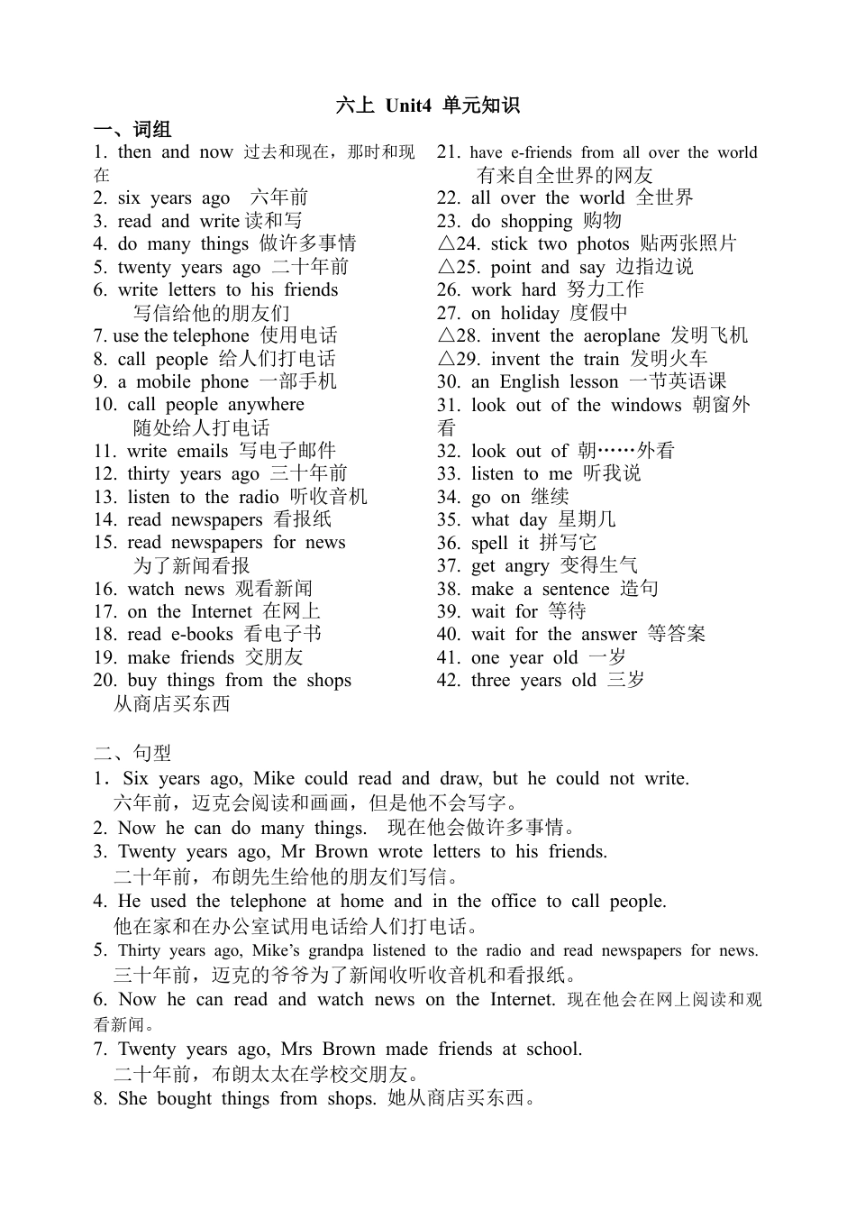 译林版六上 Unit4 单元知识.doc_第1页
