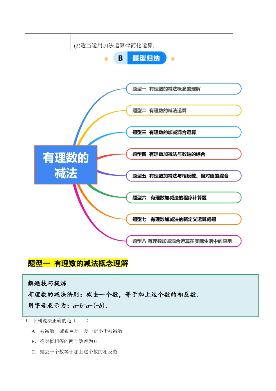 初中七年级数学上册-2.2有理数的减法（8大题型提分练）（无答案）.docx_第2页