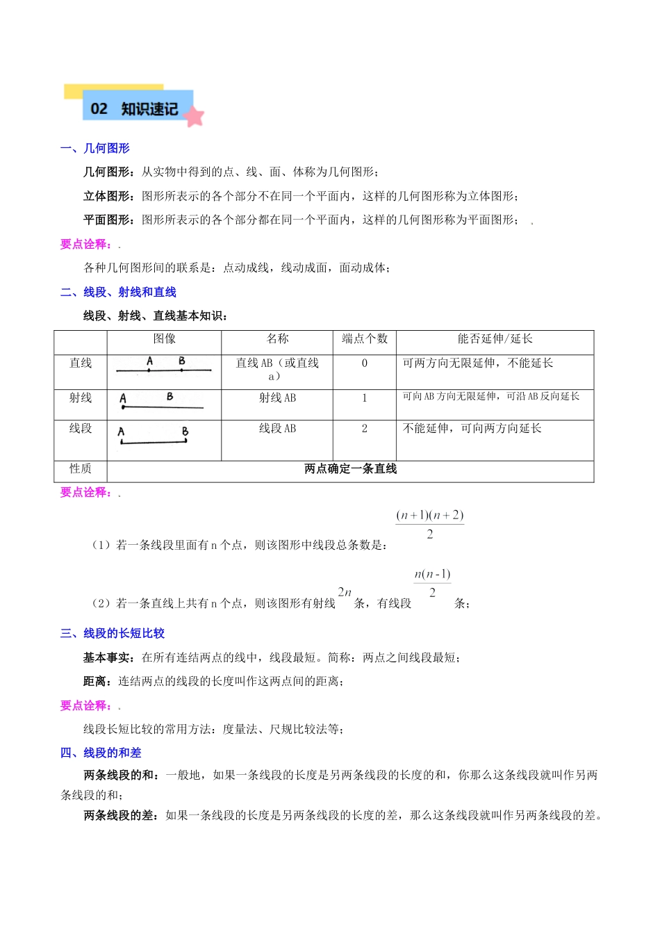 初中七年级数学上册-第6章 图形基础知识知识归纳与题型训练（5类题型清单）（含解析）.docx_第2页