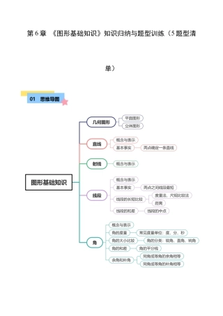 初中七年级数学上册-第6章 图形基础知识知识归纳与题型训练（5类题型清单）（含解析）.docx
