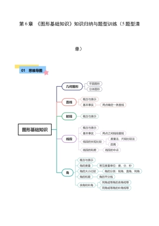 初中七年级数学上册-第6章 图形基础知识知识归纳与题型训练（5类题型清单）（无答案）.docx