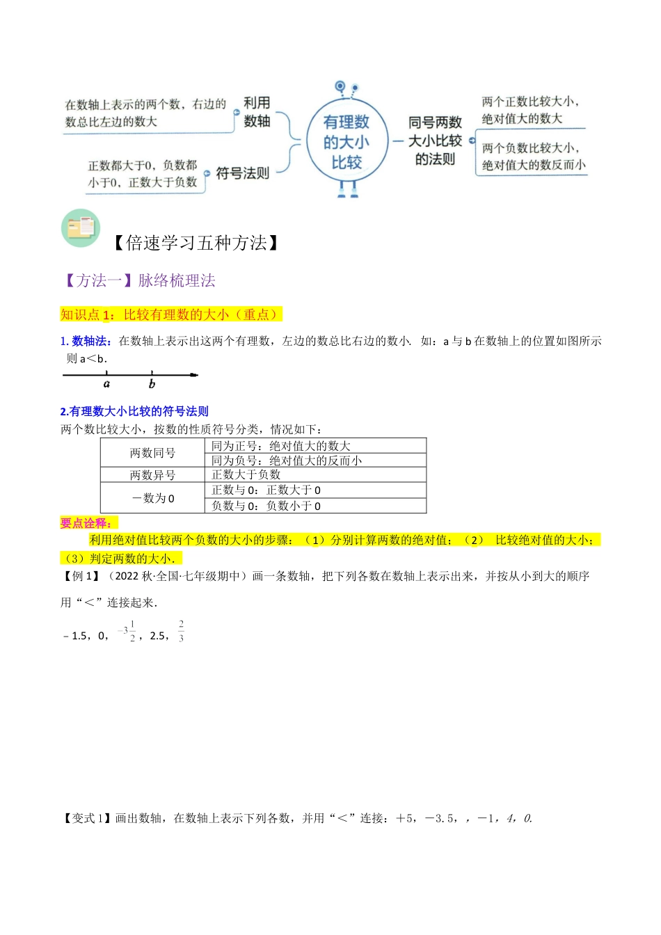 初中七年级数学上册-专题04有理数的大小比较（1个知识点4种题型2个易错点1种中考考法）（无答案）.docx_第2页