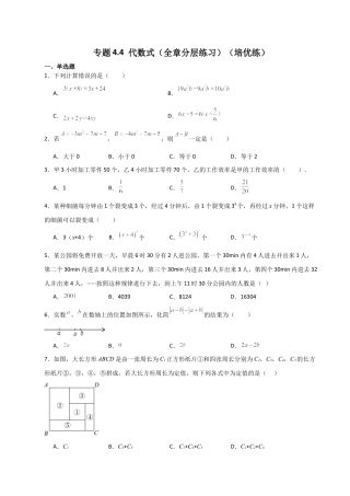 初中七年级数学上册-专题4.4 代数式（全章分层练习）（培优练）-（浙教版）.docx