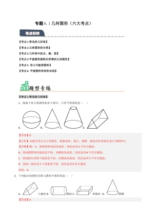 初中七年级数学上册-专题6.1 几何图形（六大考点）（题型专练+易错精练）（含解析）.docx