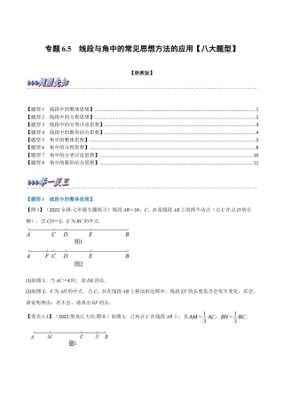初中七年级数学上册-专题6.5 线段与角中的常见思想方法的应用（八大题型）（举一反三）（浙教版）（无答案）.docx