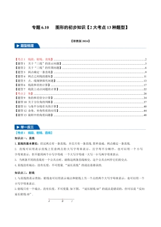 初中七年级数学上册-专题6.10 图形的初步知识全章专项复习（2大考点13种题型）（举一反三）（浙教版2024）（含解析）.docx