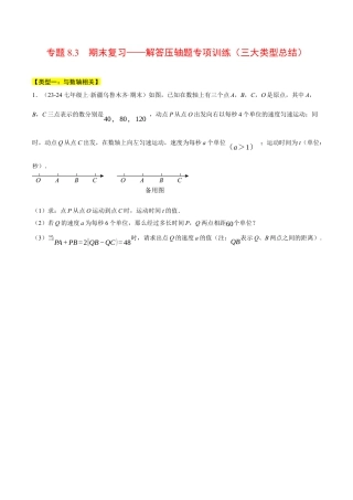 初中七年级数学上册-专题8.3 期末复习——解答压轴题专项训练（三大类型总结）（压轴题专项讲练）（浙教版2024）（无答案）.docx