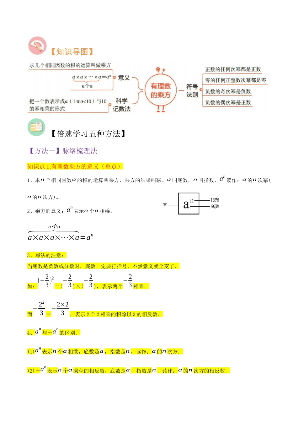 初中七年级数学上册-专题09有理数的乘方（3个知识点3种题型1个易错点2种中考考法）（无答案）.docx_第2页