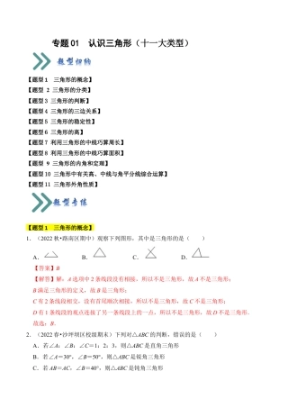 初中数学八年级上册2026年期末复习系列-专题01 认识三角形（十一大类型）（题型专练）（解析版）.docx