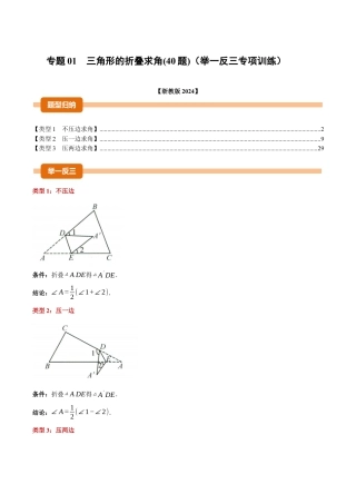 初中数学八年级上册2026年期末复习系列-专题01 三角形的折叠求角（40题）（举一反三专项训练）（解析版）.docx