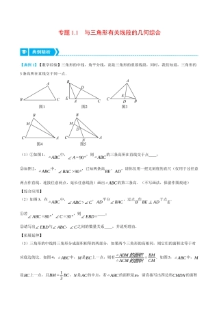 初中数学八年级上册2026年期末复习系列-专题1.1 与三角形有关线段的几何综合（压轴题专项讲练）（无答案）.docx