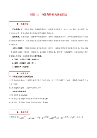 初中数学八年级上册2026年期末复习系列-专题1.2 与三角形有关角的综合（压轴题专项讲练）（解析版）.docx