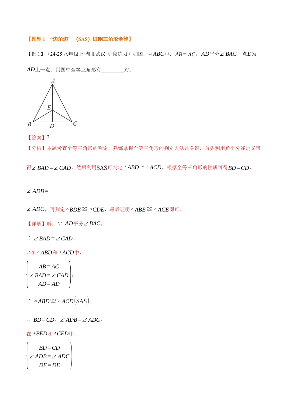 初中数学八年级上册2026年期末复习系列-专题1.6 全等三角形的判定（一）（举一反三讲义）（解析版）.docx_第3页