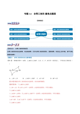 初中数学八年级上册2026年期末复习系列-专题1.6 全等三角形-重难点题型（解析版）.docx