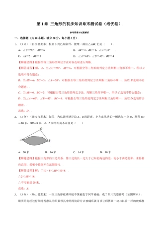 初中数学八年级上册2026年期末复习系列-专题1.18 三角形的初步知识章末测试卷（培优卷）（解析版）.docx