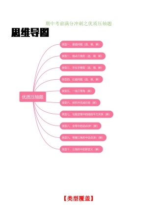 2026年上学期浙教版八年级数学期中考前满分冲刺之优质压轴题（无答案）（浙教版八上）.docx