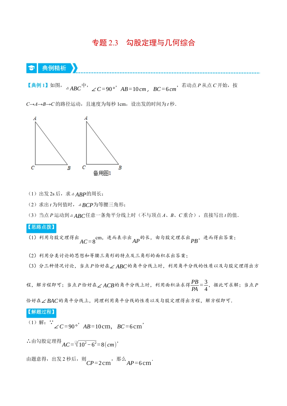 初中数学八年级上册2026年期末复习系列-专题2.3 勾股定理与几何综合（压轴题专项讲练）（无答案）.docx_第1页
